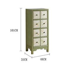 Yhjkvl Cassettiera Rustico Style 4 cassetti Accent Petto Alto Storage Unit (Color : Green, Size : 48x35x101CM)