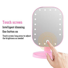 Specchio da trucco a LED, con 20 luci a LED, con ingrandimento 10x, con design girevole a 180°, colore rosa