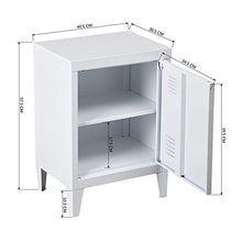 BAKAJI Mobiletto Armadietto Comodino in Metallo 2 Ripiani con Anta Dimensione 57 x 40 x 30 cm Arredamento Casa Ufficio (Bianco)