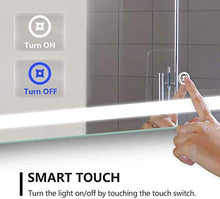 HFFFHA Specchio per Il Trucco da Bagno a LED - Specchio per Trucco da Parete per Bagno Sottile con luci a LED Interruttore antiappannante con Interruttore a sfioramento Impermeabile IP44