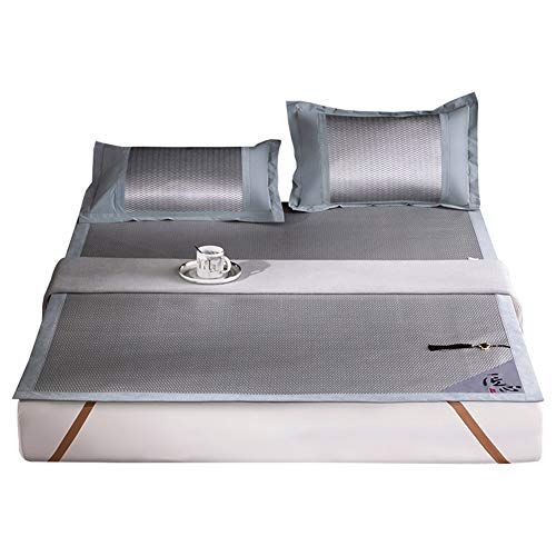 MNSSRNN Tre Pezzi di Ghiaccio Seta Mat, Estate della Moda di New Cinese Double-Sided Rattan Mat Fresco e Confortevole Stampato Tessuto Traspirante Doppio Materasso,A,150 * 200CM