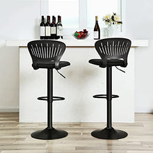 SONGMICS Set di 2 Sgabelli da Bar, Sedie Regolabili in Altezza con Schienale a Forma di Corona, Sedile Imbottito Confortevole, Poggiapiedi e Fodera a Rete Traspirante, Girevole a 360°, Nero LJB04BK