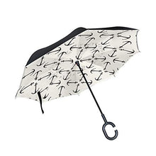 LENNEL Ancora Fondo A Forma di C Maniglia Reverse Pieghevole Inverti Ombrelli con Notte Strisce Riflettenti di Sicurezza Doppio Strato Antivento Design