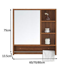 Armadietto a Specchio Armadio con Specchio da Bagno 60-80cm Specchio per Il Bagno Specchio per Il Bagno con Multistrato Armadietto a Muro con Specchio (Color : Wood, Size : 60 * 13.5 * 75CM)