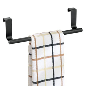 mDesign appendino - autoreggente – ideale porta salviette per l'armadio della cucina – colore nero opaco - senza montaggio