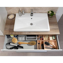 FACKELMANN - Set di mobili da bagno Stanford, 4 pezzi, con mobiletto da appendere e lavabo in ceramica, 110 cm e specchio da bagno a LED
