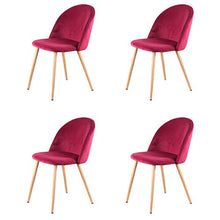 Sedia da salotto in tessuto di velluto retrò Sedie da pranzo imbottite con gambe in metallo Sala d'attesa in stile legno Soggiorno Mobili da ufficio moderni (Red 4)