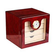 Minmin Scatola di immagazzinaggio dell'armadietto dell'umidità del sigaro di legno del cedro di lusso del pianoforte di lusso con l'umidificatore del igrometro di 4 cassetti Formato: 24 * 22 * 24cm