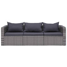 vidaXL Set Divani da Giardino 4 pz con Cuscini per Schienale e Seduta Sofa Arredi per Esterni Salotto in Polyrattan Grigio e Acciaio Verniciato