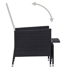 Festnight 3 pz Set Divani da Giardino con Cuscini, Tavolo e Sedie da Giardino, Salotto da Giardino, Schienale Anche Pieghevole, in Polyrattan Nero