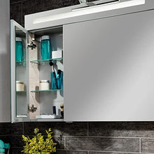 Fackelmann – Set di mobili da bagno B. Clever 2 pezzi 90 cm marrone con mobiletto da bagno con lavabo in marmo e armadietto a specchio LED