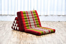 Leewadee Materasso Pieghevole a Tre segmenti: Comodo Tappeto con Cuscino Triangolare in Eco-kapok Fatto a Mano, Materasso thailandese, 170 x 53 cm, Rosso Verde