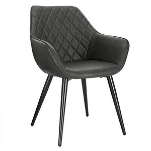 WOLTU BH251an-1 Sedia da Cucina Poltrona per Soggiorno Imbottita Estetica in Ecopelle Antracite Gambe in Metallo