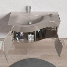 Bagno Italia Mobile Arredo Bagno Asia 80 cm mobile sospeso con lavabo cristallo bianco o tortora e specchio Mobili I