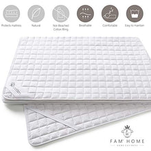 FAM Home Coprimaterasso Matrimoniale 160x200 cm I Topper Matrimoniale I Coprirete Matrimoniale Naturale e Traspirante, Lavabile in Lavatrice, Cotone - Poliestere