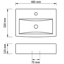 Roderick - Lavabo da bagno in ceramica, con foro di troppopieno, rettangolare, dimensioni: 465 x 320 x 115 mm (L x P x A)