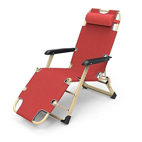 FACAZ Sedia a Sdraio Lettino Prendisole Sedie da Giardino reclinabili, Prato da Spiaggia all'aperto Campeggio Sedia Portatile Pieghevole da Giardino Rossa con Supporto per Cuscino da Collo 200 kg