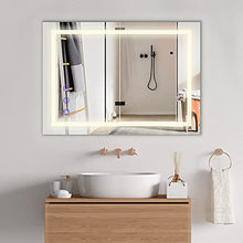 Bonade - Specchio da bagno a LED, senza appannamento, 50 x 70 cm, con illuminazione dimmerabile, LED con interruttore touch, IP65 e 3000 lm, bianco caldo/naturale/bianco freddo (3500-6500 K)