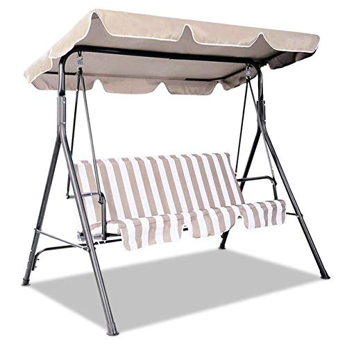 Markoo - Tettoia di ricambio per altalena estiva, impermeabile, copertura superiore di ricambio per giardino, cortile, sedia a dondolo, amaca, baldacchino, tendalino, beige 190 x 132 cm
