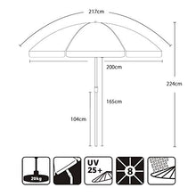 Sekey® Ombrellone Ø 200 cm Tondo Ombrello Parasole da Esterno da Giardino da Spiaggia Crema Protezione Solare UV25+