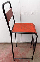 Marblechic - Sedia sgabello Vintage in ferro metallo anni 70 rossa cm 39x40x112 BAR originale disp rossa bianca nat
