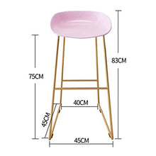 LWW Sedie, sgabelli da bar Semplicità moderna Poggiapiedi oro Sgabelli da bar Sedia moderna in ferro Sgabello alto in metallo Sedile in plastica PP adatto per cucina Sedia da pranzo,Rosa,45x45x75 cm