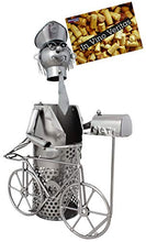BRUBAKER porta bottiglia da vino postino con bicicletta - scultura in metallo con biglietto d'auguri