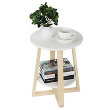 EVTSCAN Tavolo Rotondo a 2 Livelli per Piccoli spazi, Comodino Moderno Bianco con ripiano portaoggetti - 40 × 40 × 50,5 cm