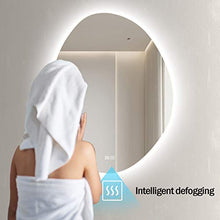 Wowdawn Specchio da Bagno A LED, Specchio da Bagno con Illuminazione, Interruttore Tattile Dimmerabile, Specchio da Parete Irregolare Anti-Appannamento, Tocco Intelligente, 60 × 79 Cm