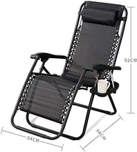 WUY Regolabile Terrazza Sedia a Sdraio Oversized Zero-Gravity Sedia Portatile Courtyard Portabicchiere La Sedia da Campeggio reclinabile è Dotata di portabicchieri e Cuscini in gr