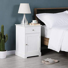Yaheetech Comodino Bianco Moderno da Camera da Letto Armadietto Cameretta Tavolino da Salotto Laterale Divano con 1 Anta Cassetto e Ripiano Regolabile 40 x 35 x 60 cm