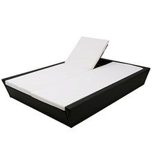 Festnight Lettino Prendisole Matrimoniale a Doppio in Polirattan Marrone/Grigio da Giardino/Patio/Mare/Piscina/Spiaggia per Esterno 200 x 138,5 x (30-73) cm