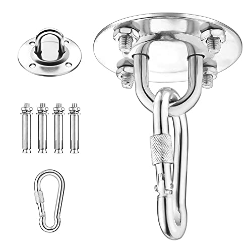 Amaca Ganci Appesi Kit Heavy Duty Oscillazione Piastra Appendini Heavy Duty in Acciaio Inox Eye Con Moschettone Viti Moschettone Per Swing Argento
