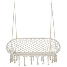 Outsunny Amaca a Dondolo da Giardino e Casa a 2 Posti, Telaio Metallo e Seduta Cotone 130x75x40cm, Bianco Crema