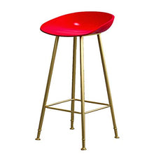 LLT Pratiche Sedie Sgabello Sgabello con la schiena, semplici gambe di metallo Bar Stool robusto ferro da stiro, Sedie Altezza bancone della cucina con poggiapiedi, Sgabello Alto,Red Sedile oro Leg,7
