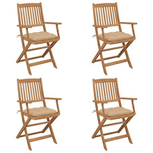 vidaXL Sedie da Giardino Pieghevoli 4 pz con Cuscini Massello Acacia