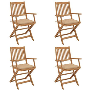 vidaXL Sedie da Giardino Pieghevoli 4 pz con Cuscini Massello Acacia