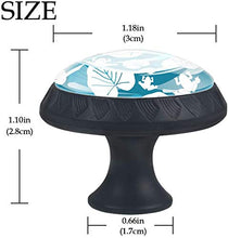 Lotus Leaves Frogs blu bianco Pomelli per Porta Set di 4 Pomelli per Mobili Manopole per Cassetti Cucina Armadio Vetro