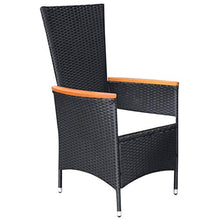 SKM Set da Pranzo da Giardino 9 pz in Polyrattan e Acacia Nero (86.5kg) Nero-8014