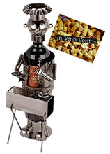 Brubaker Porta Bottiglia da Vino dal Raffinato Design“Cuoco BBQ”- Scultura in Metallo con Biglietto d'auguri
