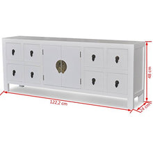 Armadietto Basso Stile Asiatico Armadietto TV con 8 cassetti e 2 Ante Altezza delle Gambe: 8 cm Cassettiere