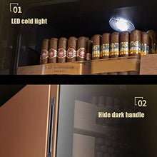 FJNS Elettronico Sigari Humidor - Tocco e Isolamento digitali Intelligenti e Funzione di Raffreddamento idratante - Doppio Vetro temperato - Mensole in Cedro Spagnolo,d'oro,48L