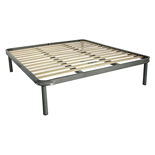 Comprarredo Rete matrimoniale 160x190 ortopedica con doghe flessibili in legno di faggio per letto a due piazze con telaio e piedi in metallo