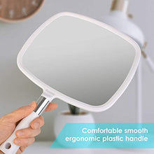 Auxmir Specchio Trucco Specchio Portatile Professionale Specchio Parrucchiere 23x20 cm Specchio a Mano con Manico Antiscivolo Alta Definizione per Barbiere Salone, Bianco