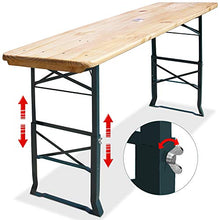 Deuba Tavolo da Birreria Alto da Bar Stile Oktoberfest Pieghevole Legno 170cm Altezza Regolabile con Foro ombrellone
