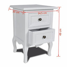 AYNEFY comodino in legno mdf, Comodino Comò 2 Cassetti Legno pino spazzolato MDF Bianco Laccato Stile Classico Barocco Camera