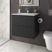 Yellowshop. - Mobile Bagno sospeso 60 cm Design Moderno 2 cassetti lavabo specchiera LED MOD. Optimus (Nero Opaco)