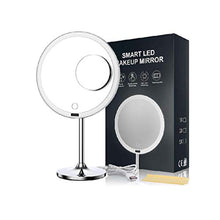 Specchio Cosmetico a Led per Trucco Con Mini Ingrandimento 5X Specchio Magnetico USB Ricaricabile Touch Screen Sensore DI Luminosità Luminosità Regolabile Intelligente Cordless Specchio Da 8,5 Pollici
