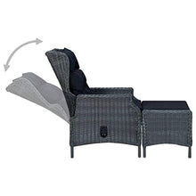 Tidyard Poltrona Relax con Poggiapiedi,Lettino da Giardino Reclinabile in Polyrattan,Sedia da Giardino con Cuscini,Braccioli e Schienale,57 x 88 x 100 cm,Grigio Scuro