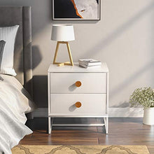 Plcnn Set di 2 comodini, comodino con 2 cassetti, in legno MDF e metallo, 48 x 39,5 x 52 cm, comodino bianco piccolo per casa, ufficio, soggiorno, camera da letto